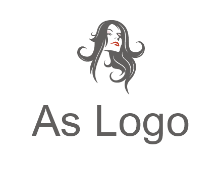 head of woman with long hair beauty logo icon