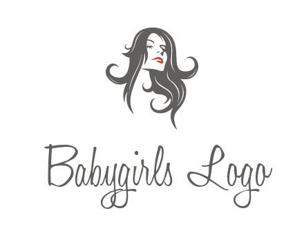 head of woman with long hair beauty logo icon