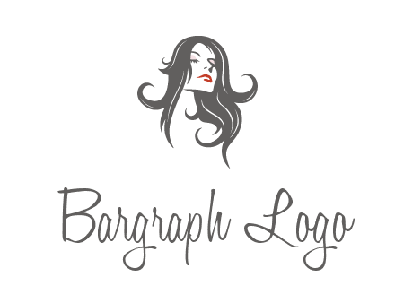 head of woman with long hair beauty logo icon