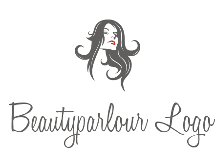 head of woman with long hair beauty logo icon