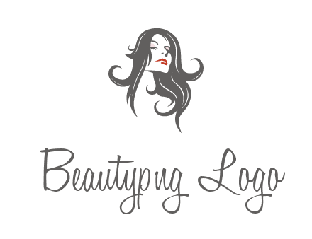 head of woman with long hair beauty logo icon