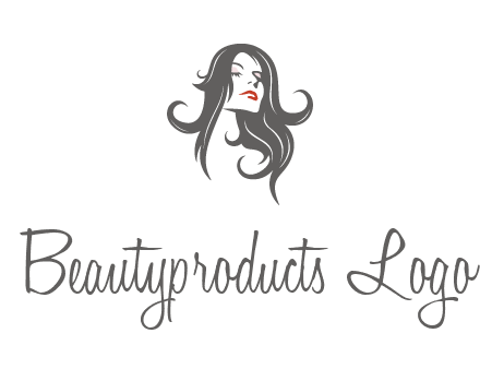 head of woman with long hair beauty logo icon