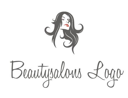 head of woman with long hair beauty logo icon