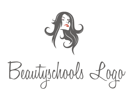 head of woman with long hair beauty logo icon