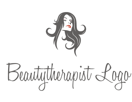 head of woman with long hair beauty logo icon