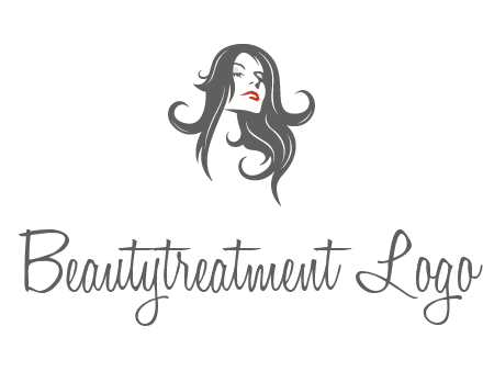 head of woman with long hair beauty logo icon