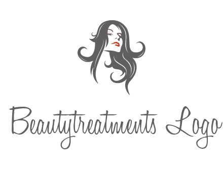 head of woman with long hair beauty logo icon