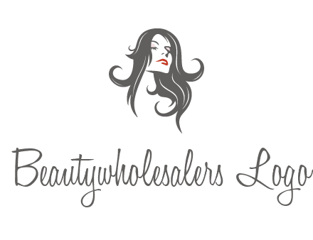 head of woman with long hair beauty logo icon