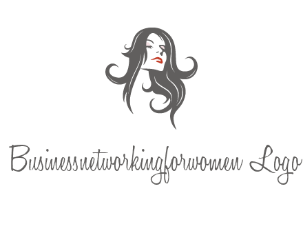 head of woman with long hair beauty logo icon