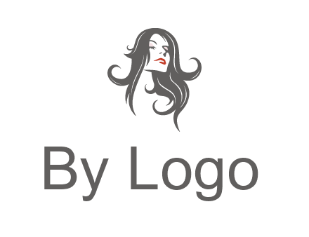 head of woman with long hair beauty logo icon