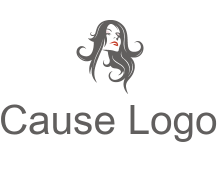 head of woman with long hair beauty logo icon