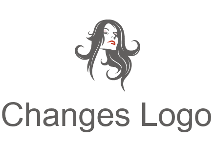 head of woman with long hair beauty logo icon