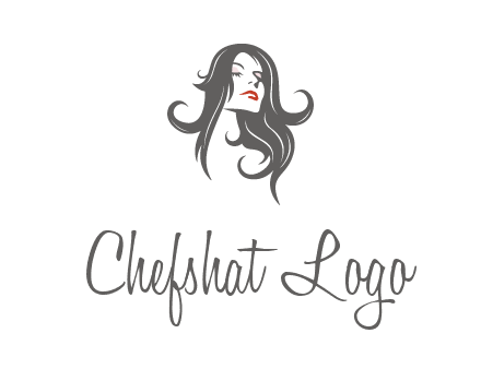 head of woman with long hair beauty logo icon