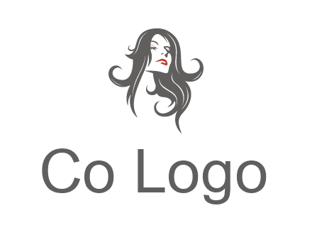 head of woman with long hair beauty logo icon