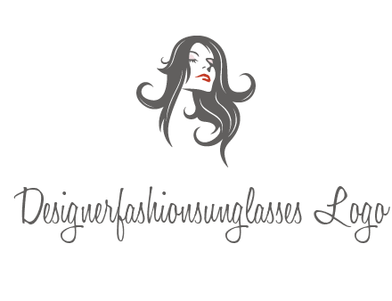 head of woman with long hair beauty logo icon