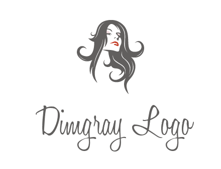 head of woman with long hair beauty logo icon
