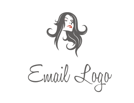 head of woman with long hair beauty logo icon