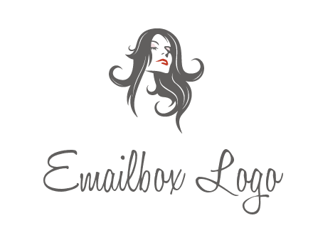head of woman with long hair beauty logo icon
