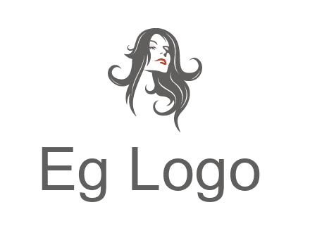 head of woman with long hair beauty logo icon