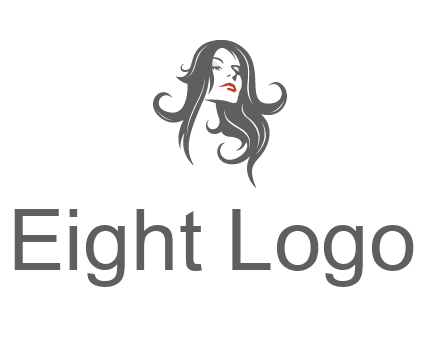 head of woman with long hair beauty logo icon