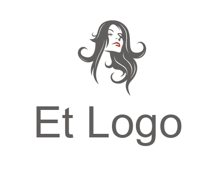 head of woman with long hair beauty logo icon