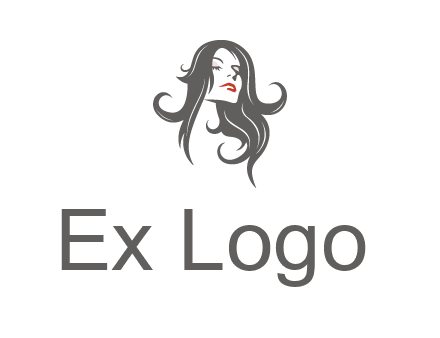 head of woman with long hair beauty logo icon
