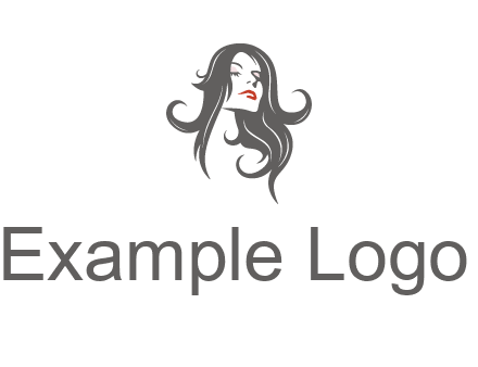 head of woman with long hair beauty logo icon
