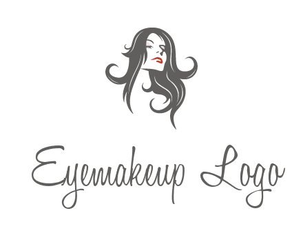 head of woman with long hair beauty logo icon