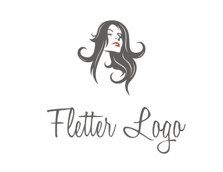 head of woman with long hair beauty logo icon