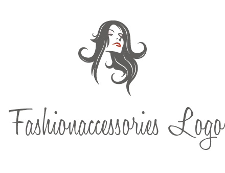 head of woman with long hair beauty logo icon