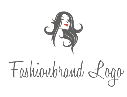head of woman with long hair beauty logo icon