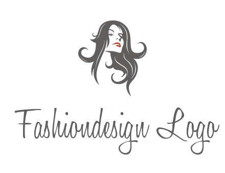 head of woman with long hair beauty logo icon