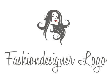 head of woman with long hair beauty logo icon