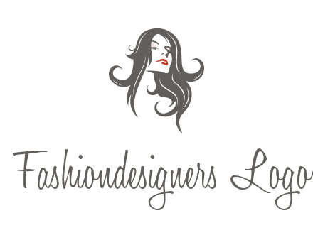 head of woman with long hair beauty logo icon