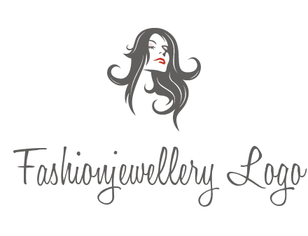 head of woman with long hair beauty logo icon