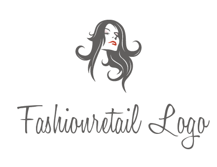 head of woman with long hair beauty logo icon