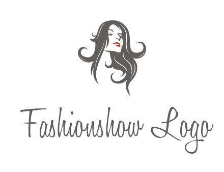 head of woman with long hair beauty logo icon