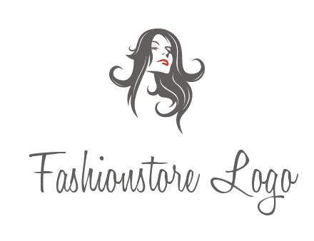 head of woman with long hair beauty logo icon
