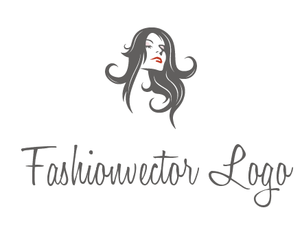 head of woman with long hair beauty logo icon