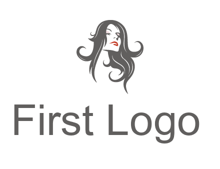 head of woman with long hair beauty logo icon