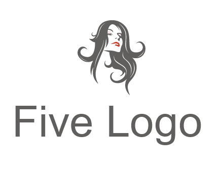 head of woman with long hair beauty logo icon