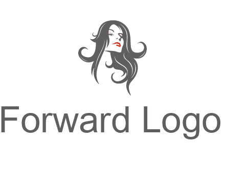 head of woman with long hair beauty logo icon