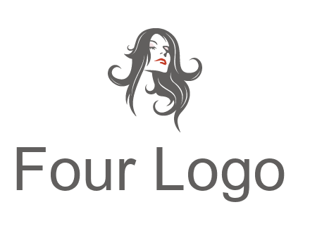 head of woman with long hair beauty logo icon