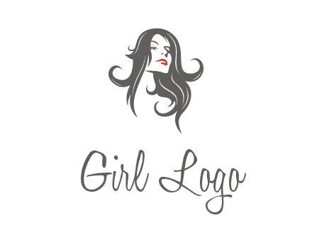 head of woman with long hair beauty logo icon