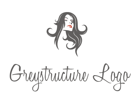 head of woman with long hair beauty logo icon