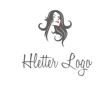head of woman with long hair beauty logo icon