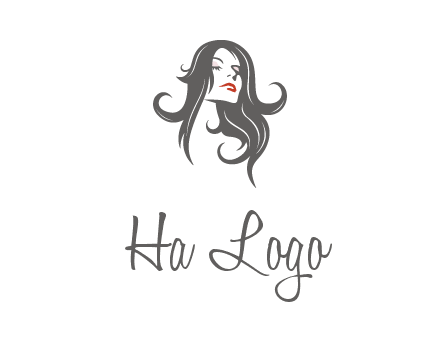 head of woman with long hair beauty logo icon