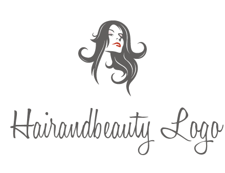 head of woman with long hair beauty logo icon