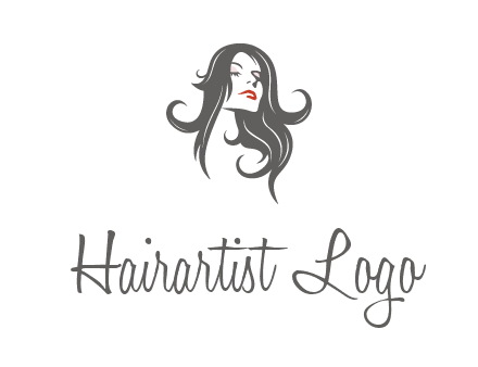 head of woman with long hair beauty logo icon