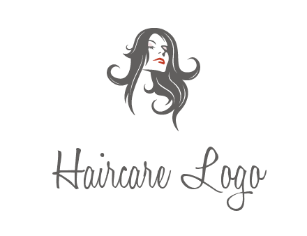 head of woman with long hair beauty logo icon